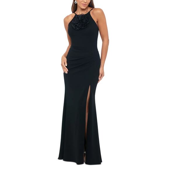 Xscape Dresses & Skirts - XSCAPE Sleeveless Halter Thigh Slit Long Evening Gown Black Size 14 Formal Dress